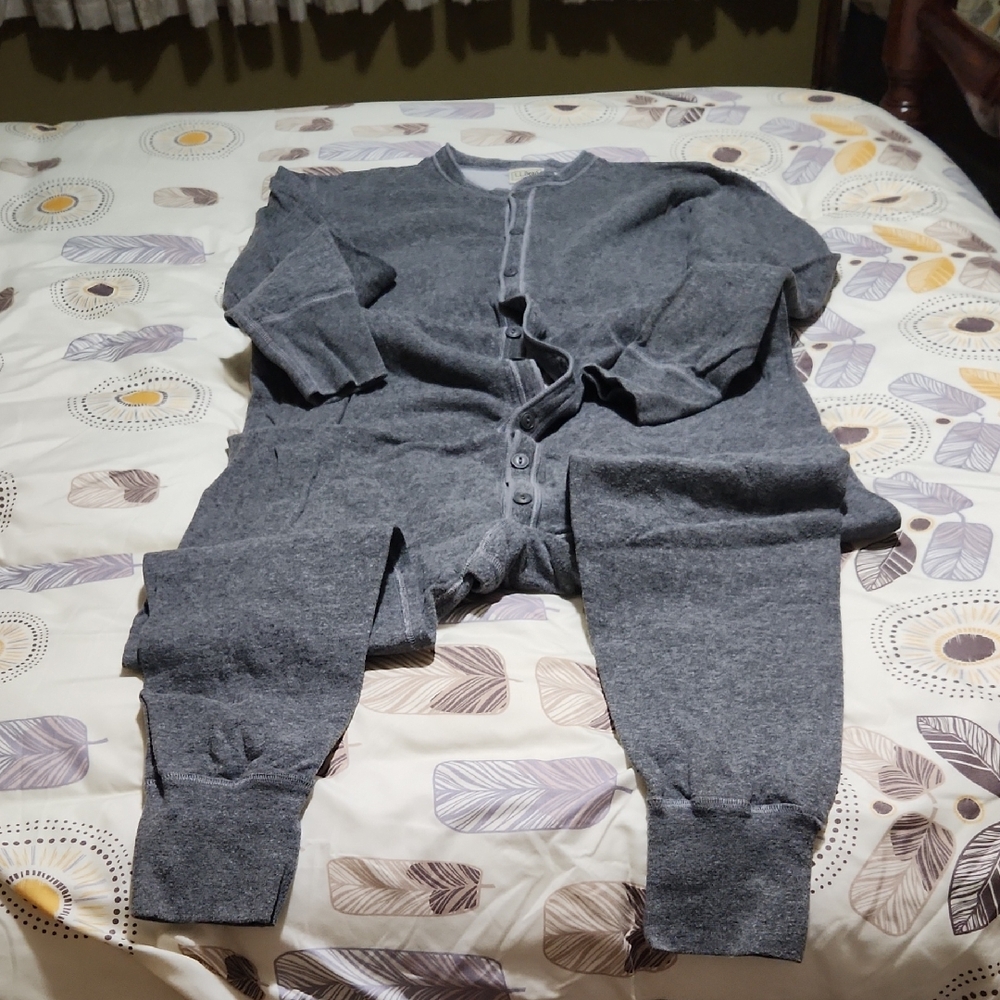 LL Bean Mens Longjohns One Piece Cozy Large Regular